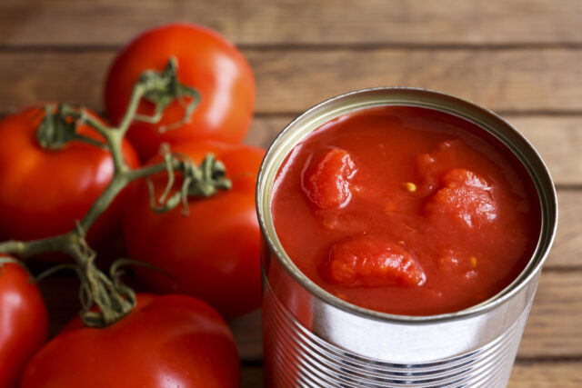 Open tin of canned tomatoes.