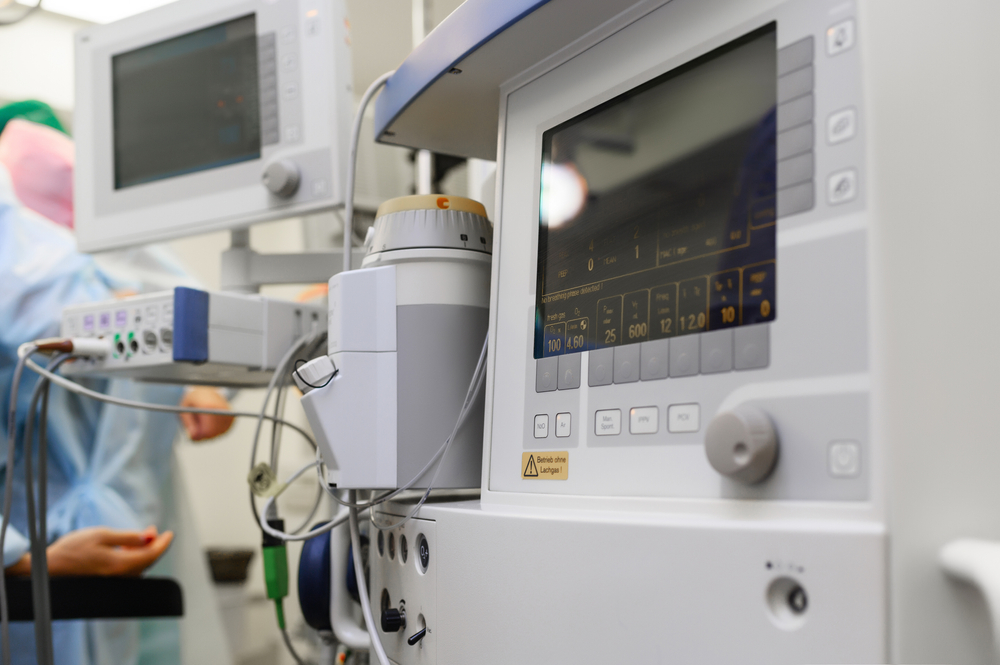 A ventilator in an operating room
