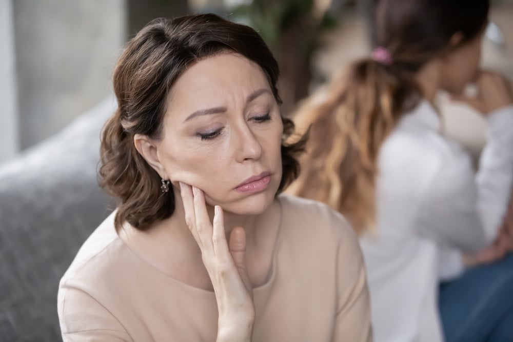 Sad and stressed woman in her 60s