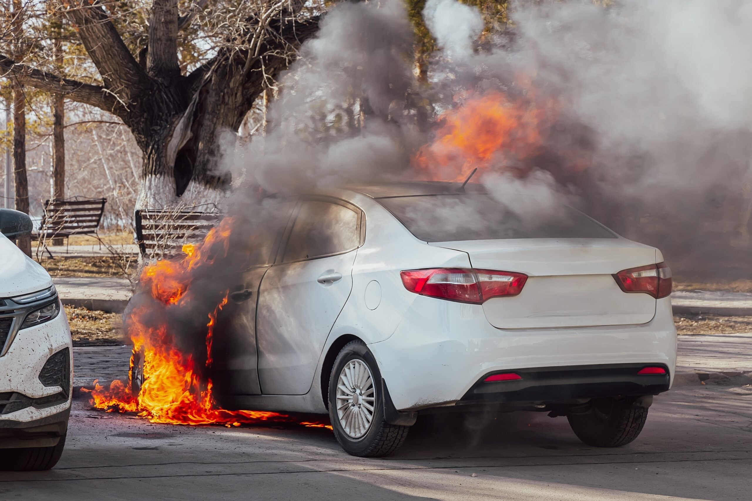 burning car car on fire