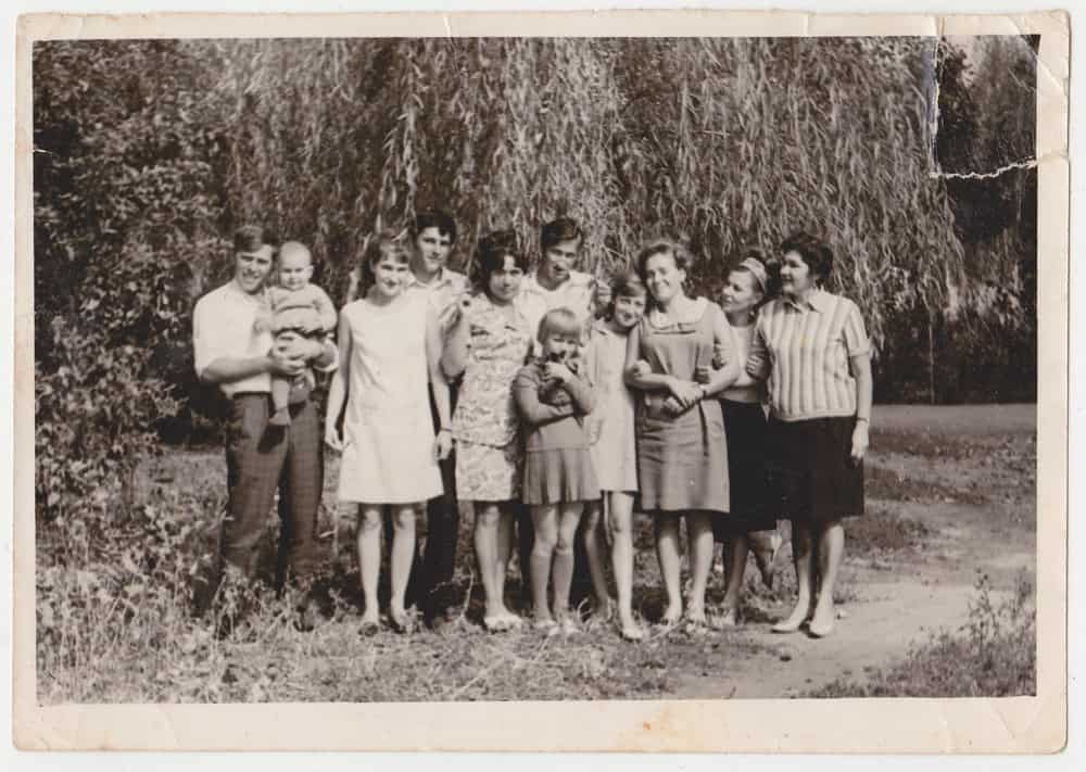 A throwback picture of different people across different age ranges