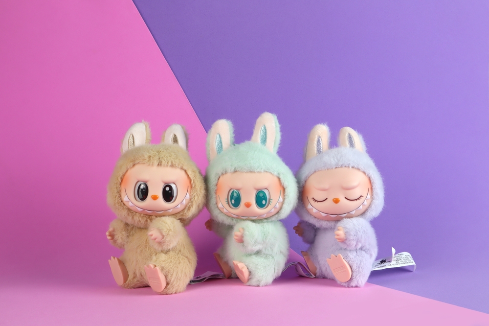 Three cute little labubu dolls