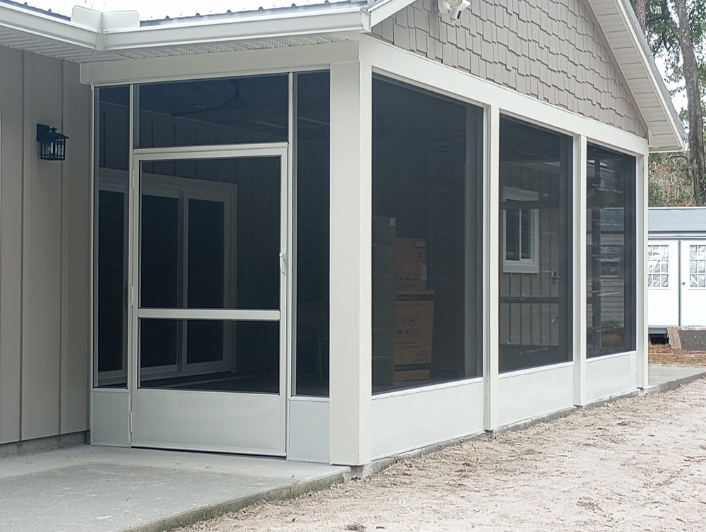 Florida aluminum screen door on back patio