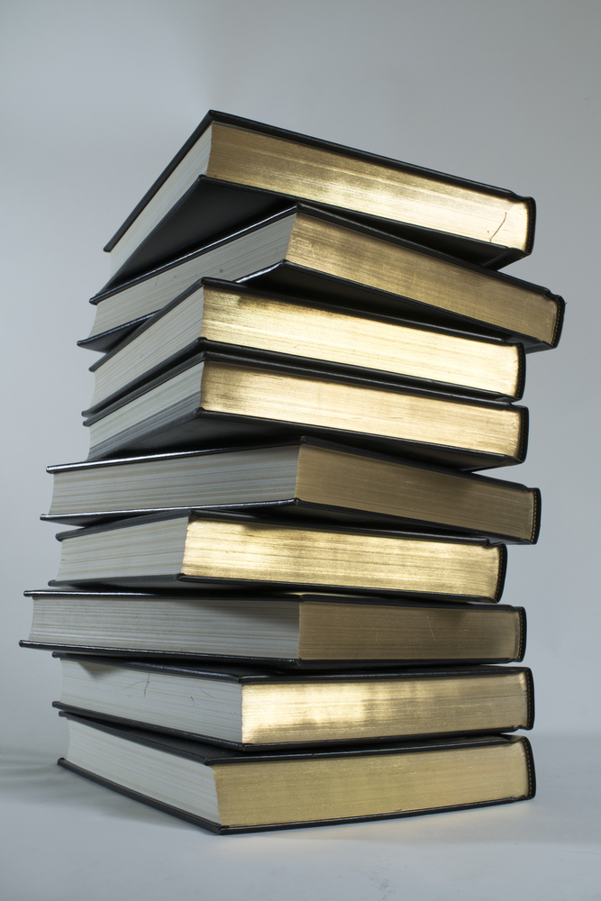 A stack of encyclopedia books