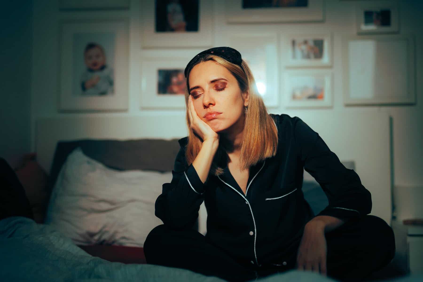 Woman feeling drained from being too social.