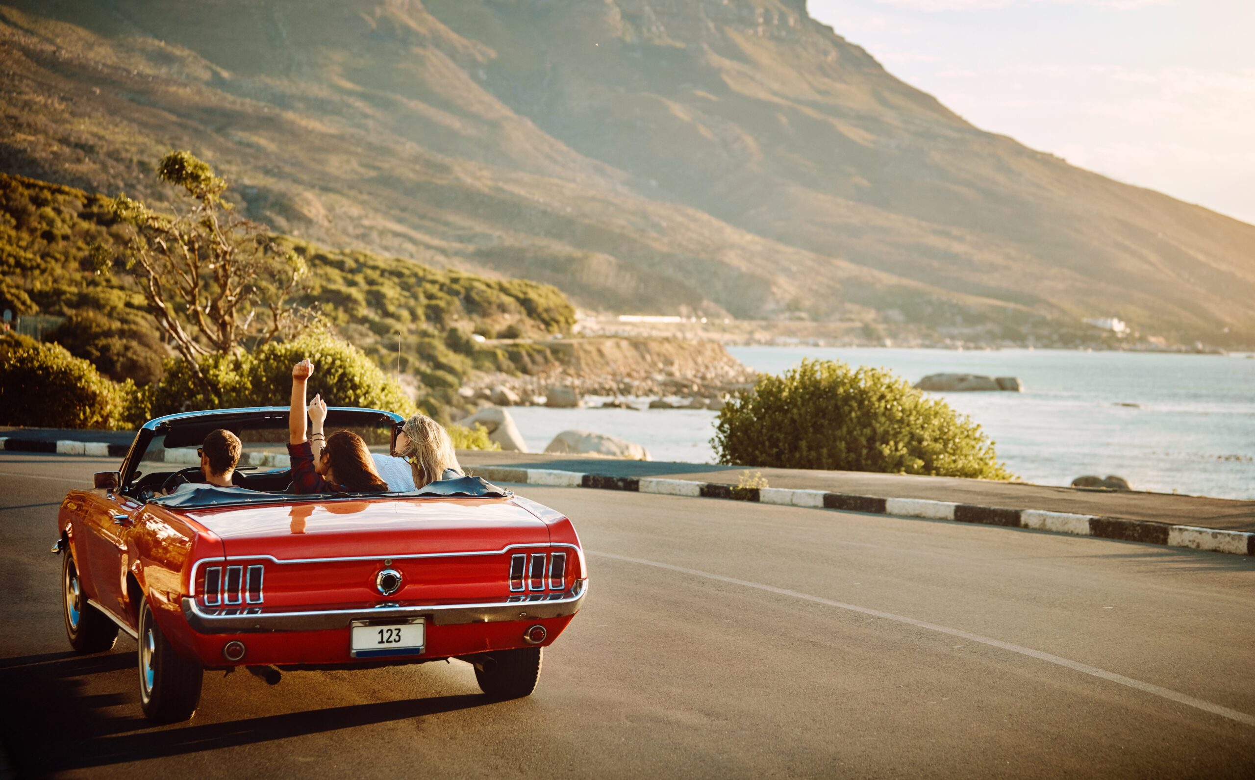 Friends enjoying a road trip together.