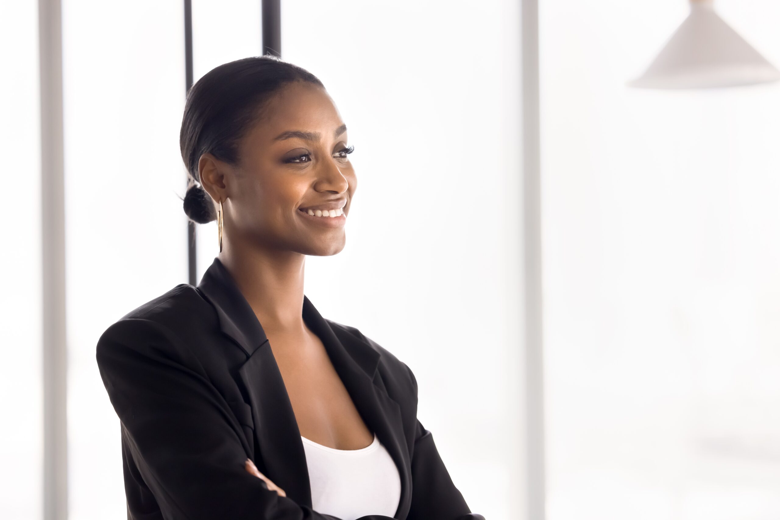 An independent and respected professional woman in her office.