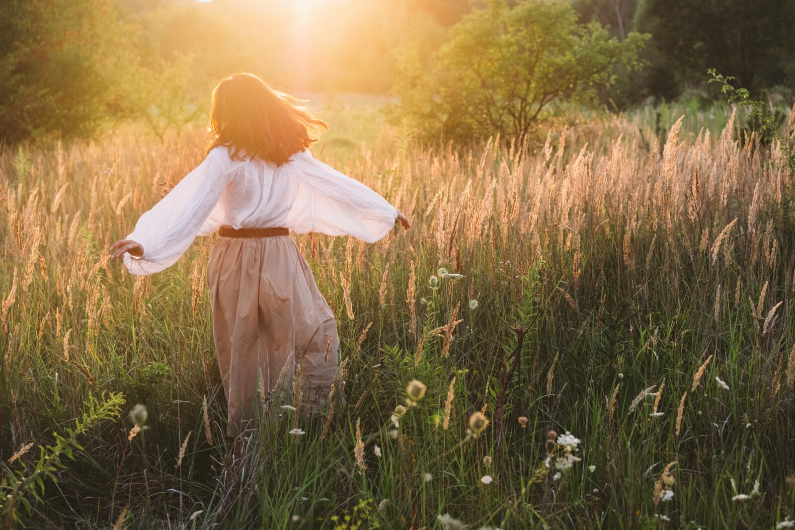 Woman enjoying a stroll through nature.
