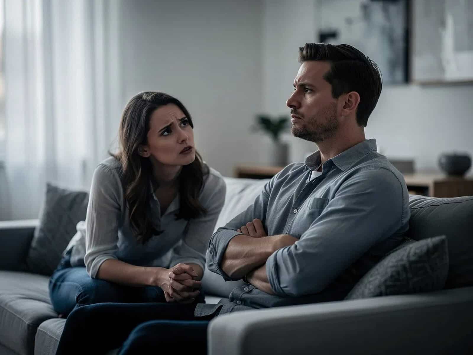 Man giving woman the silent treatment.