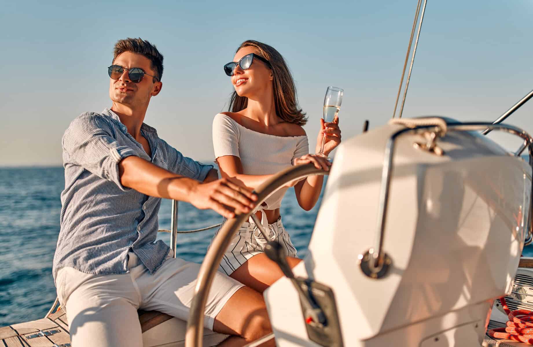 Friends relaxing on a luxury boat.