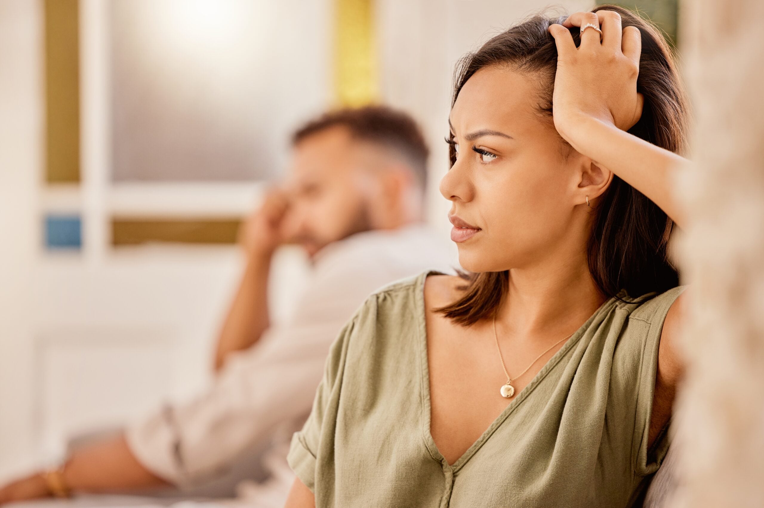 A woman feeling emotionally checked out from her husband.