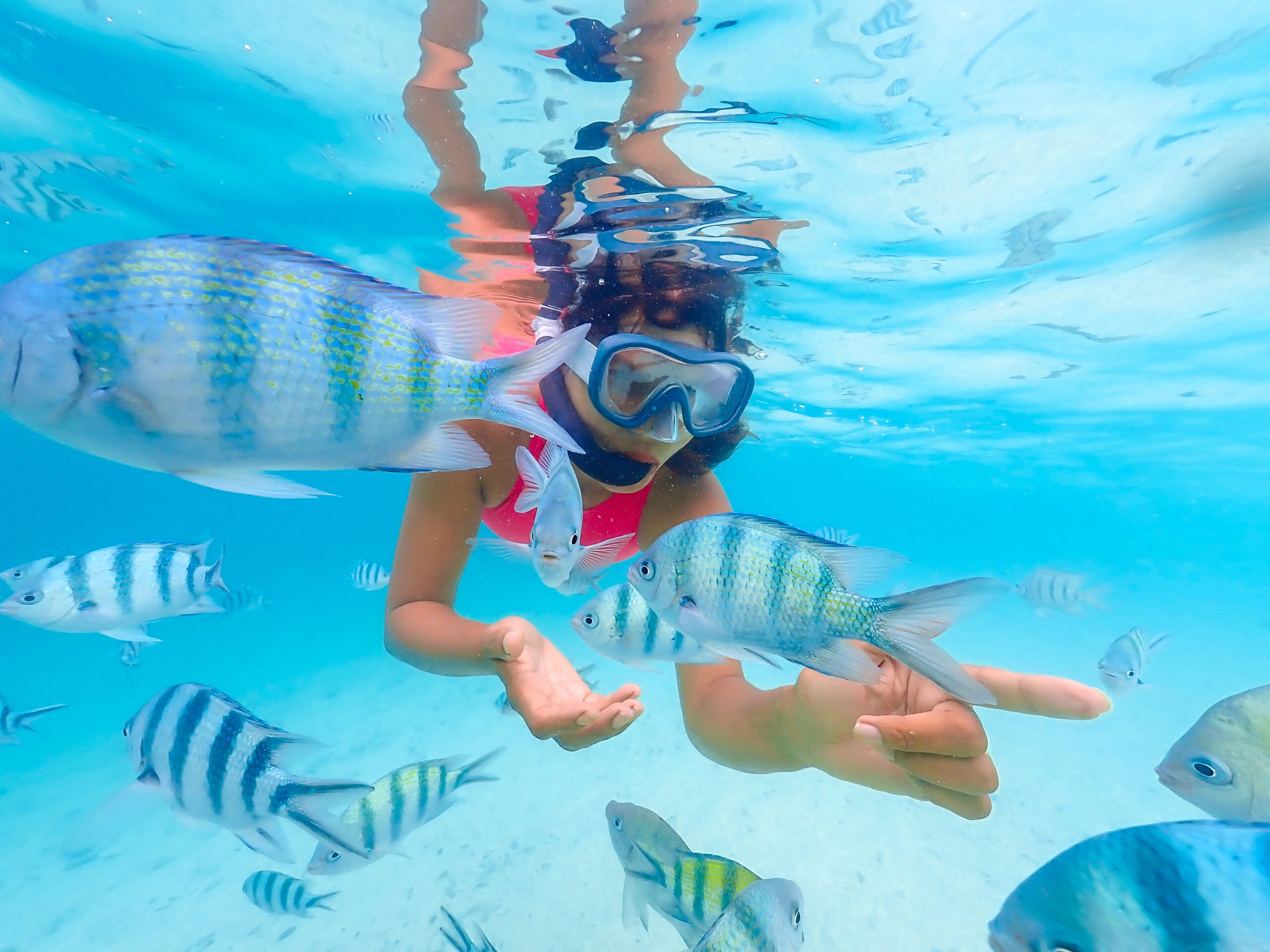 A woman on a snorkeling vacation in Thailand.