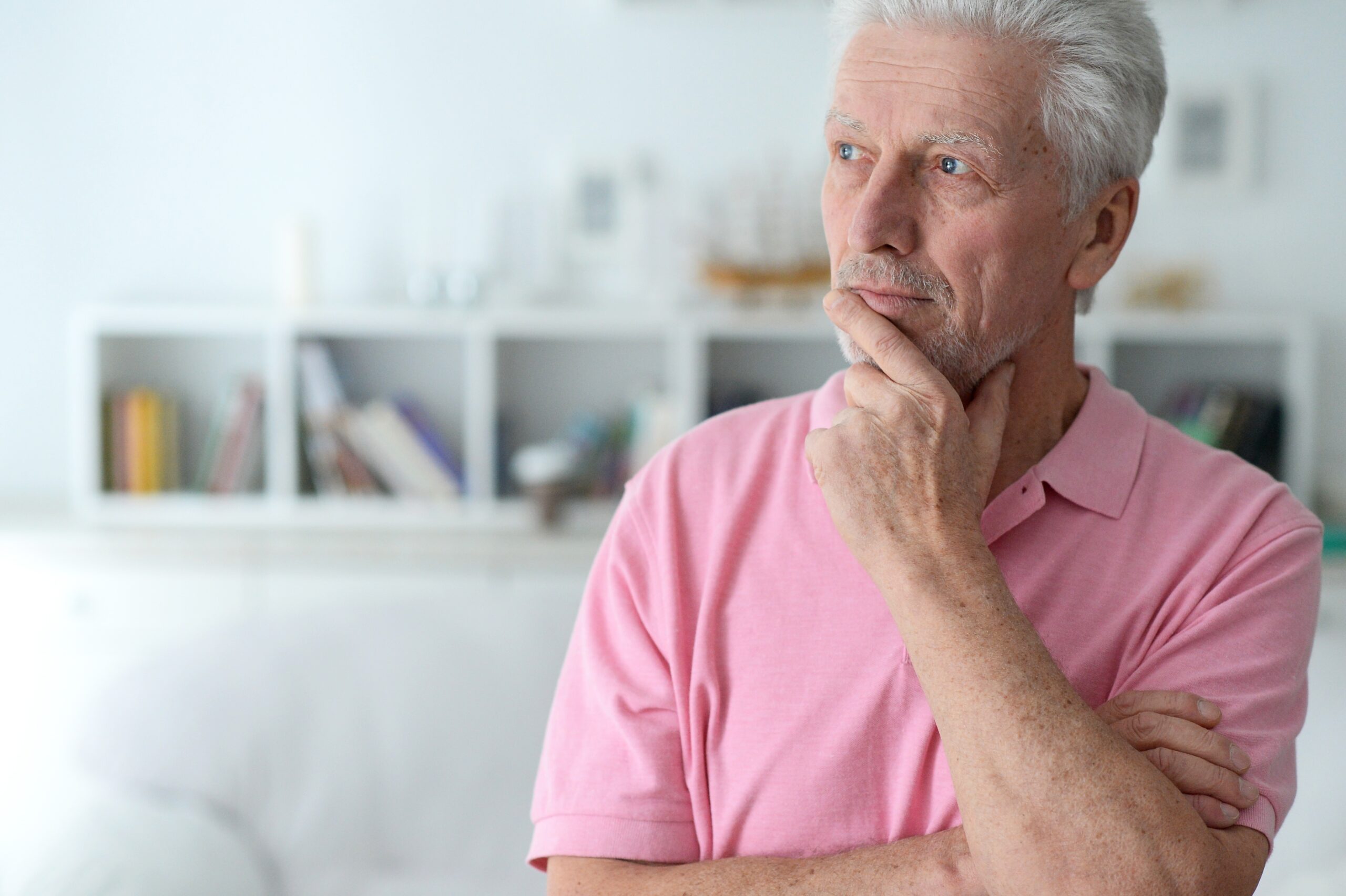 A retired senior thinking about his days.