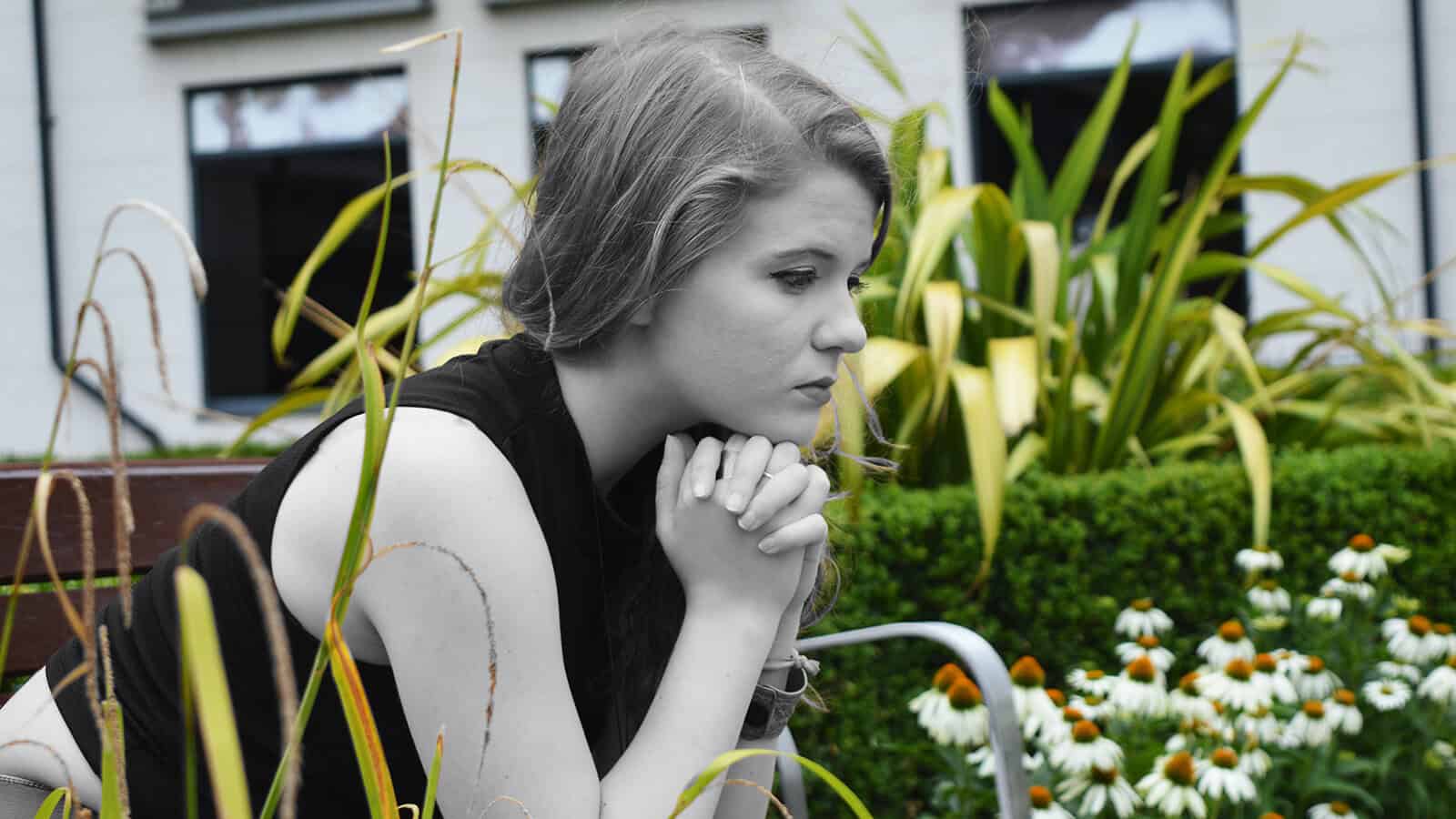 Girl depressed outside