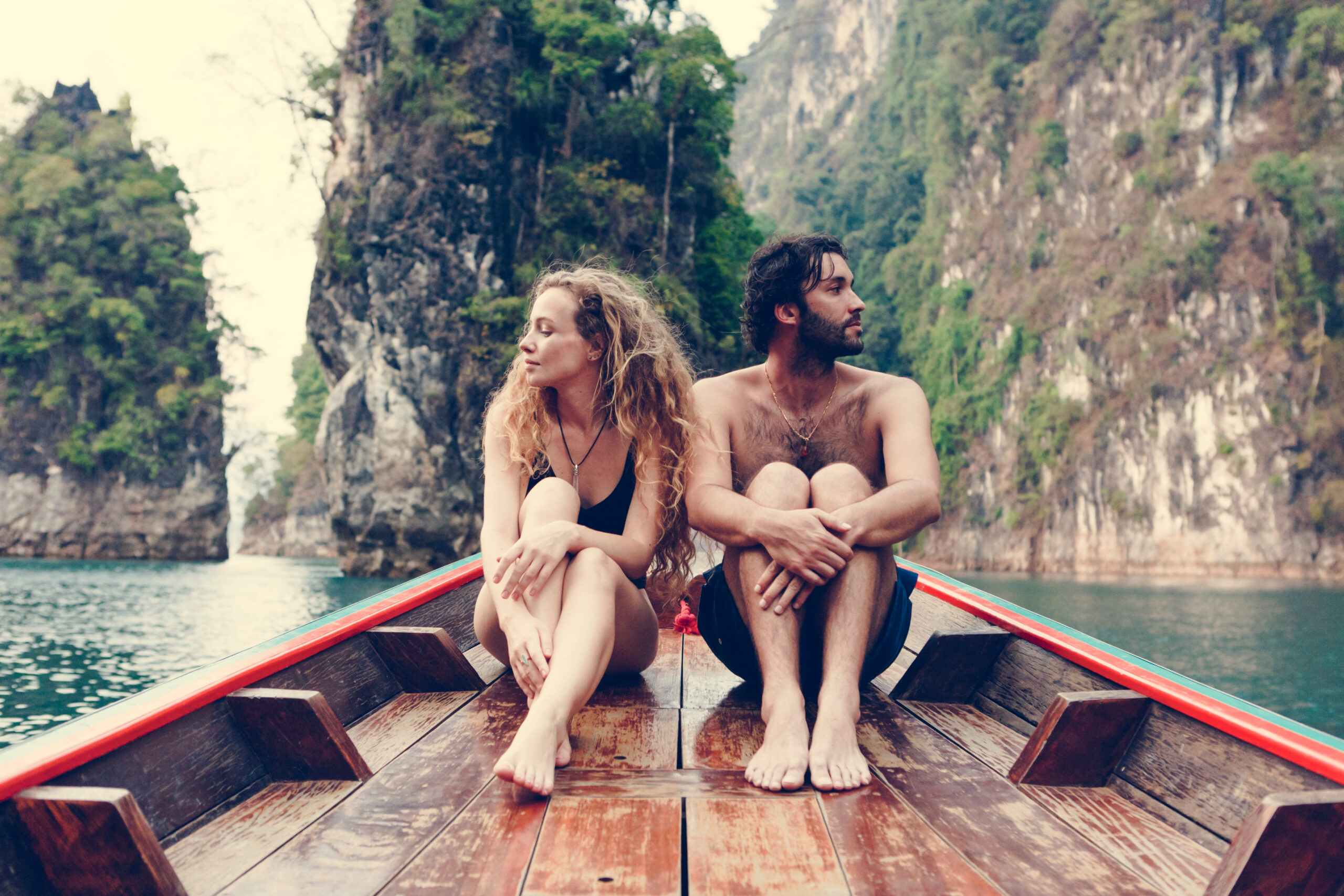 Traveling couple having an argument.