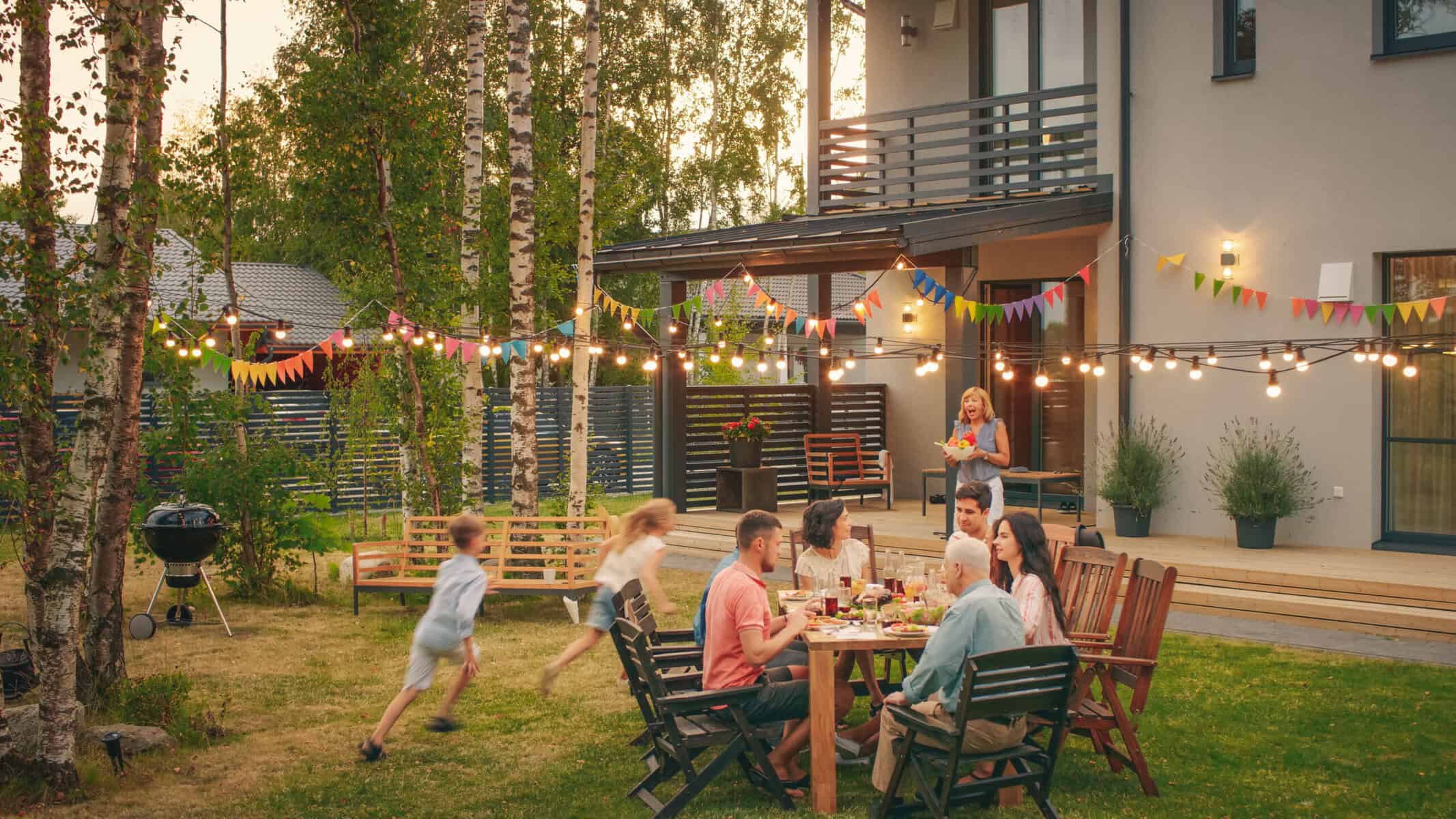 A family gathering outdoors.