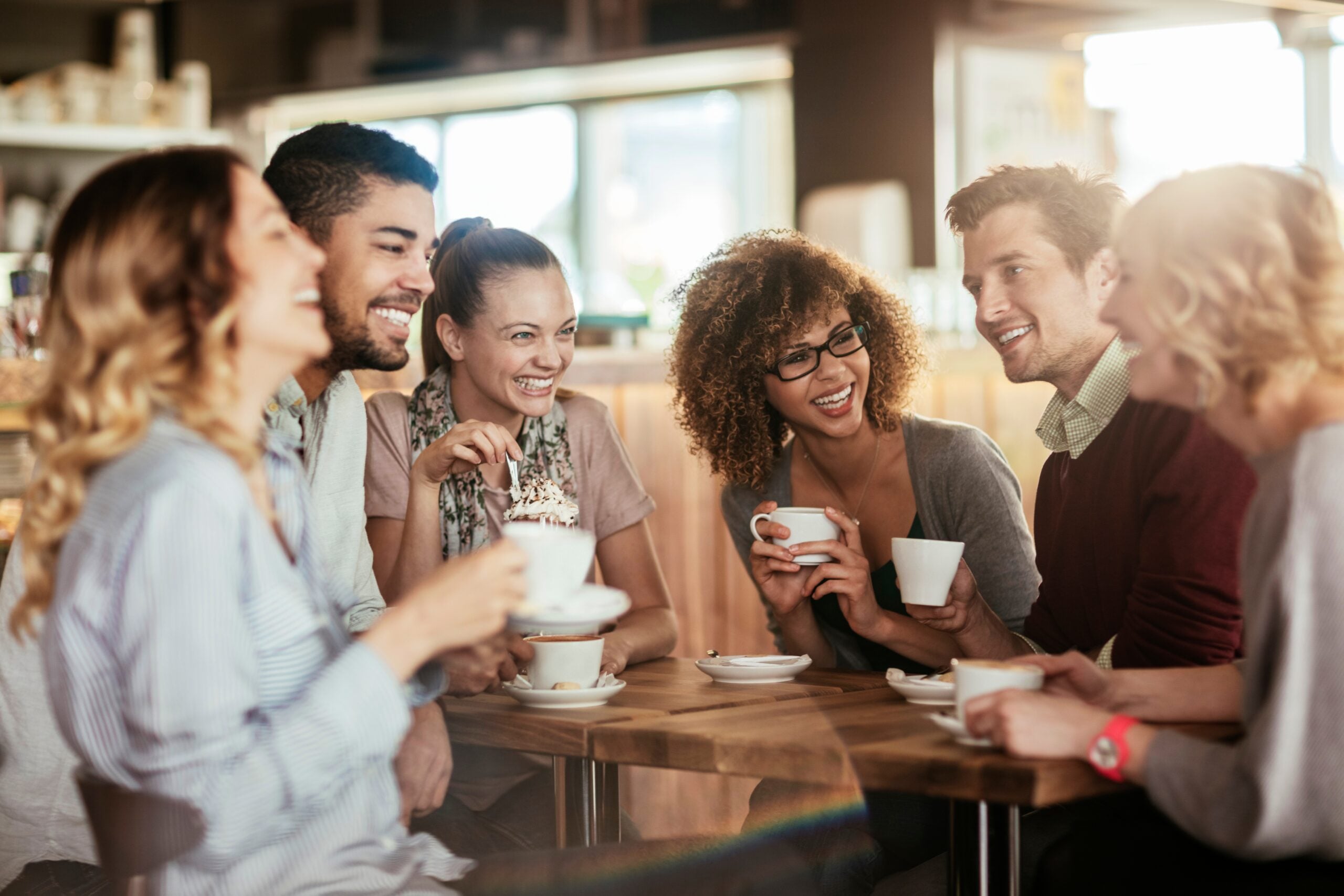 A group of friends enjoying coffee together.