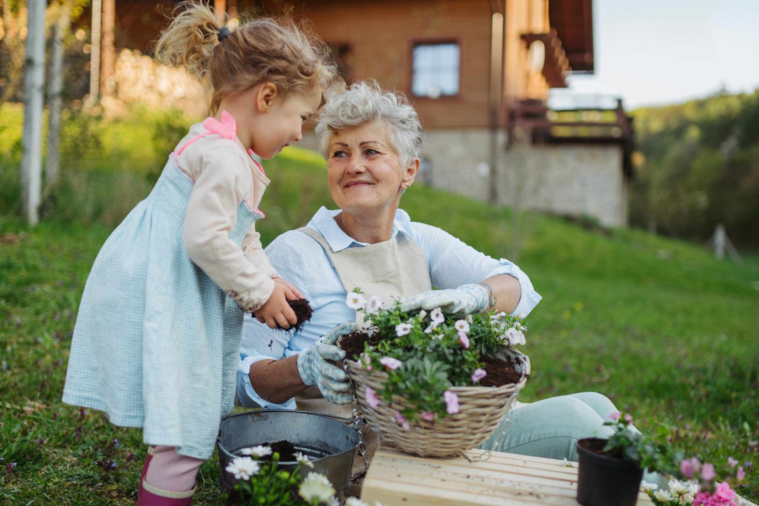 A grandmother with her beautiful granddaughter.