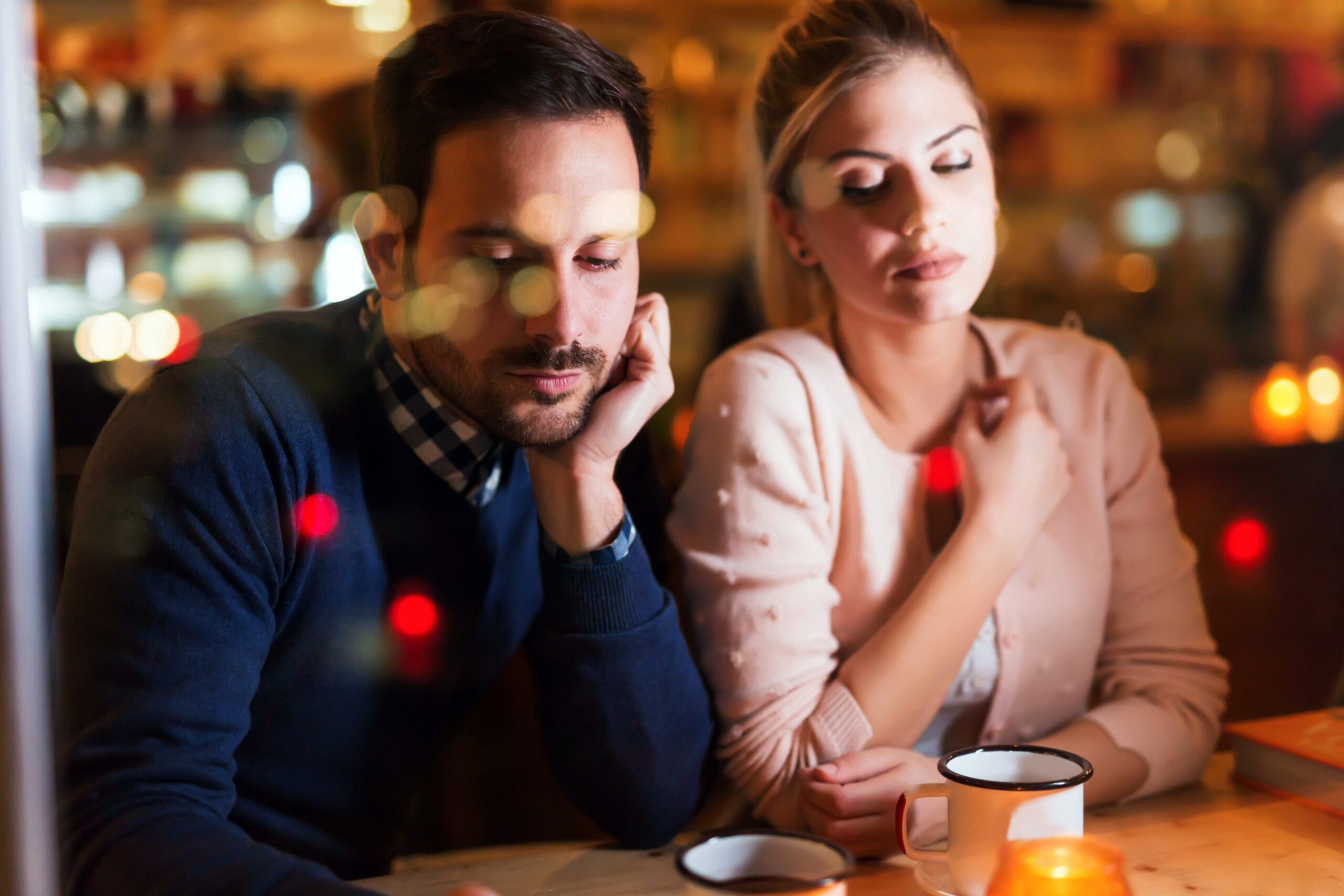 Unhappy couple having conflict issues.