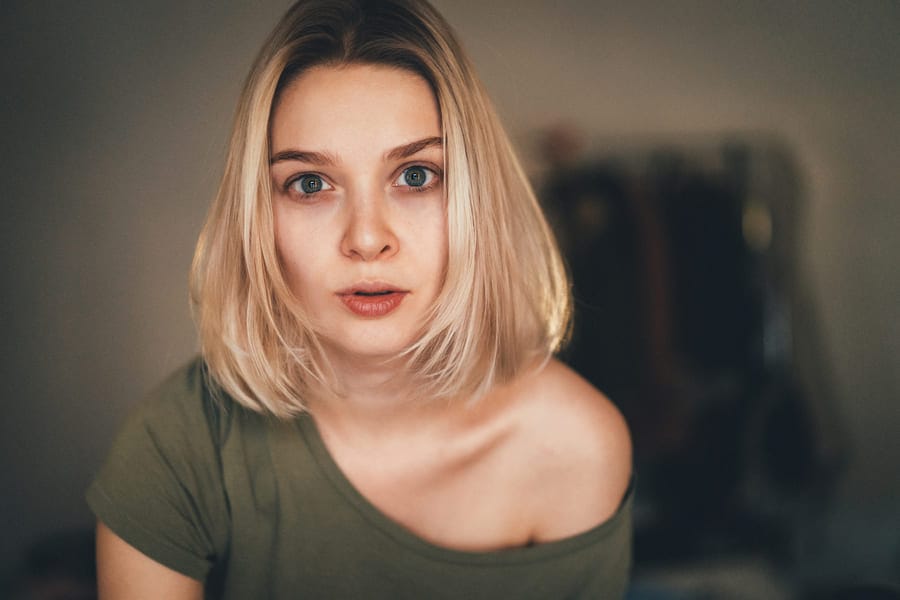 Young beautiful blonde woman, close-up portrait.