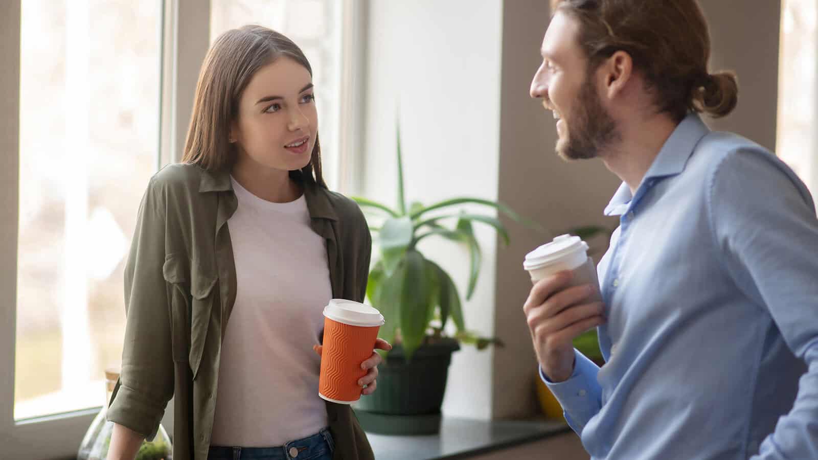 Woman not enjoying small talk at work.