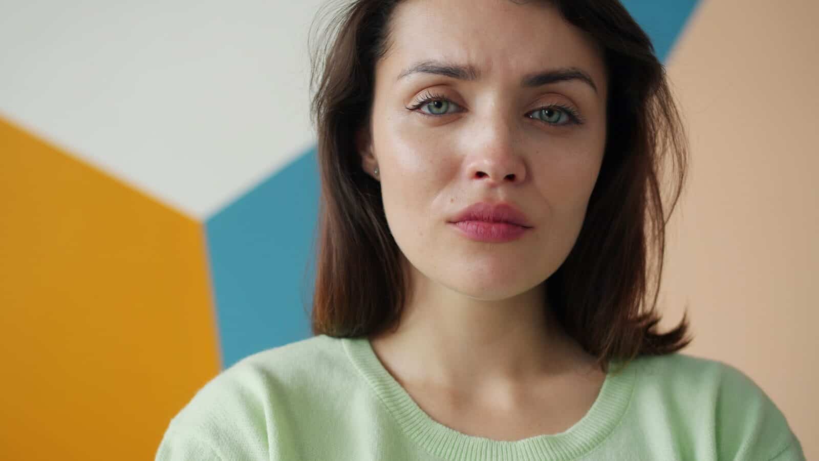 Young woman with blue eyes and brown hair