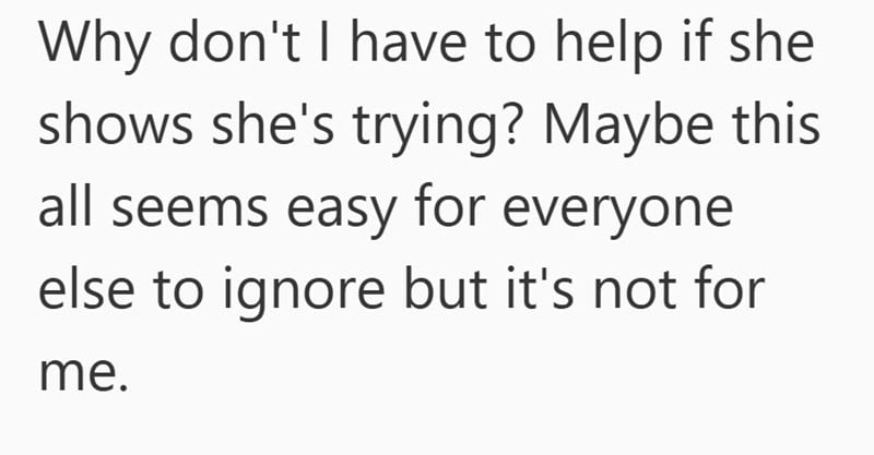 Text reads: Why don’t I have to help if she shows she’s trying? Maybe caregiving for aging parents is easier for others to ignore, but it’s not for me.