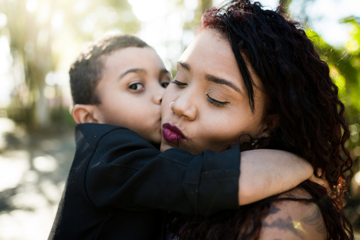 Mother and son on a sunny day