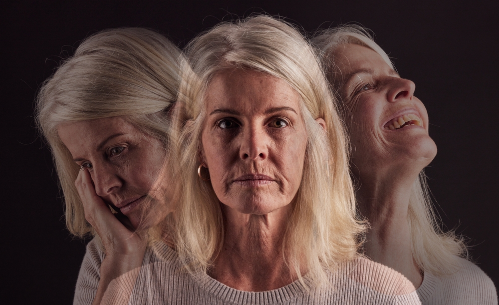 Senior woman going through different emotions