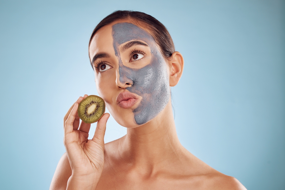 Beauty skincare iamge of a girl with a face mask. 