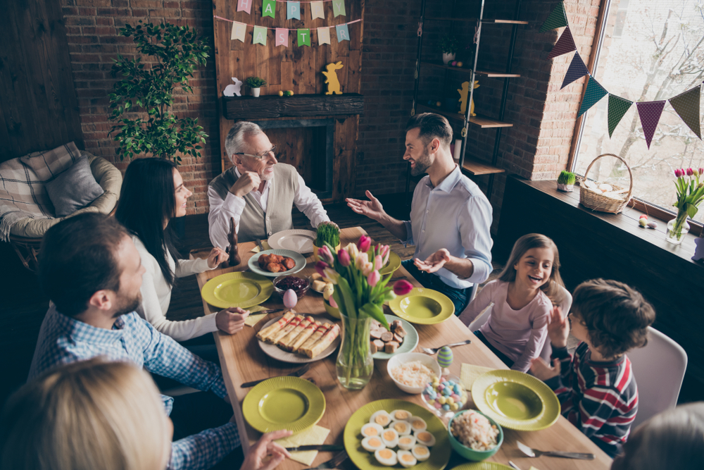 A family sharing a meal together.