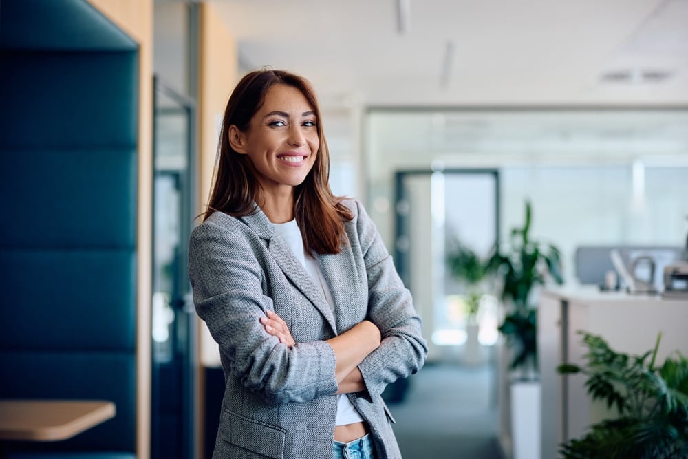 A young and happy woman and business woman