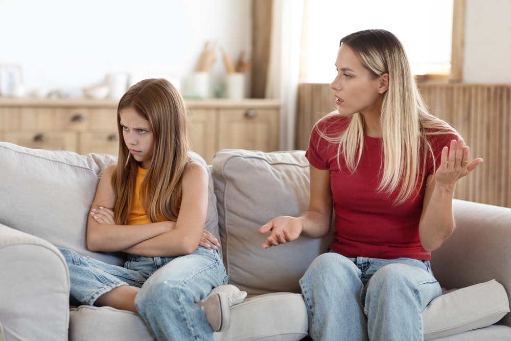 Mother and teen daughter having a talk.