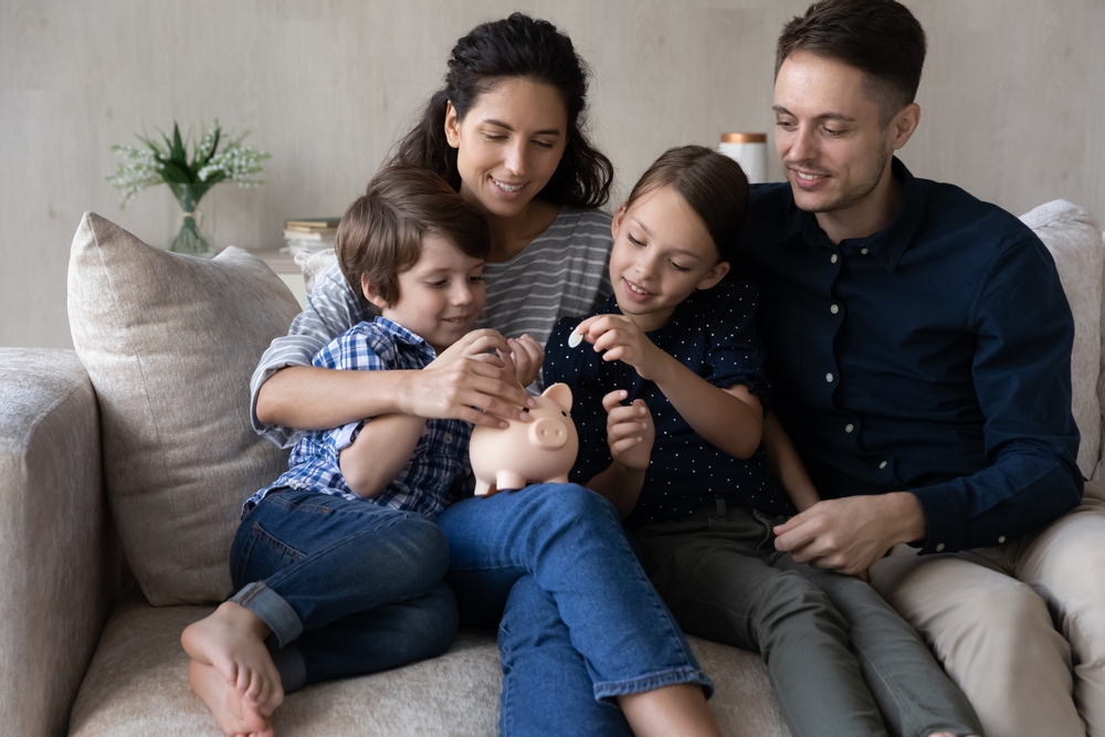 Happy young family.