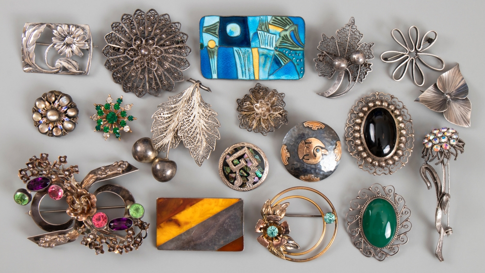 Old silver brooches.