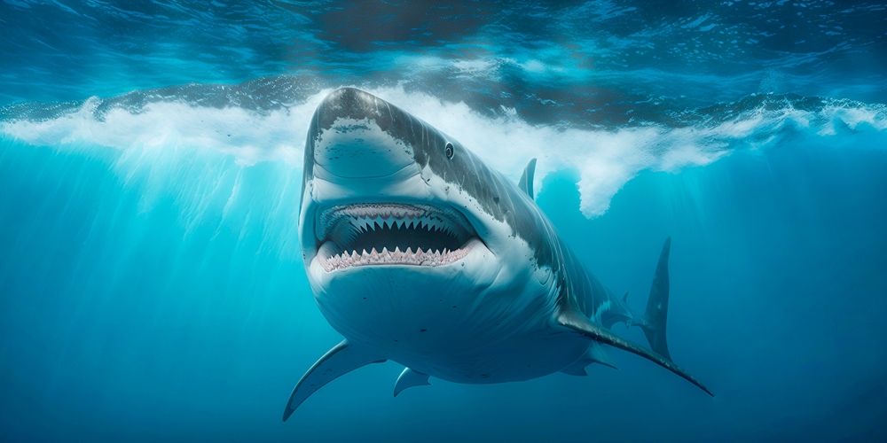 A shark swimming in the ocean.