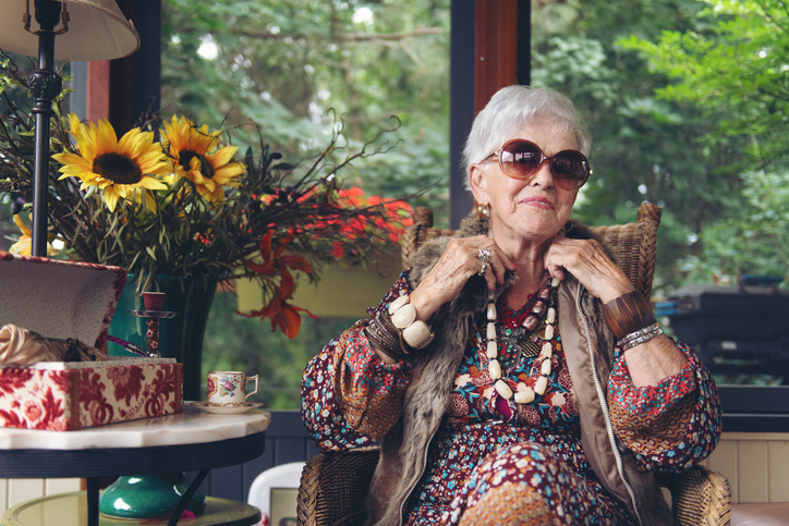 Beautiful stylish older senior boomer woman.