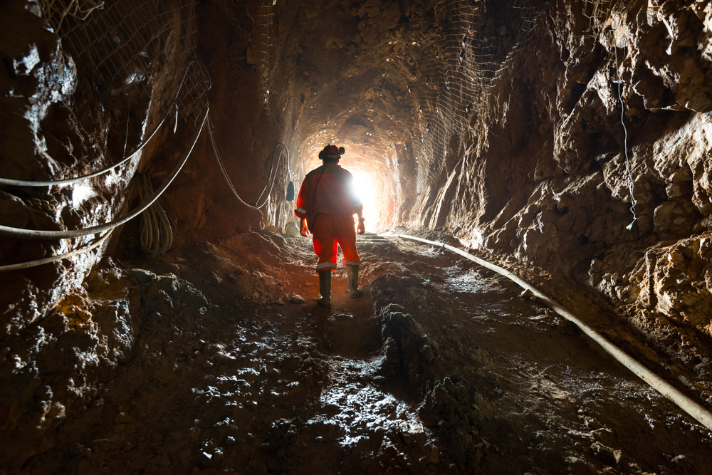 A man in a tunnel. 