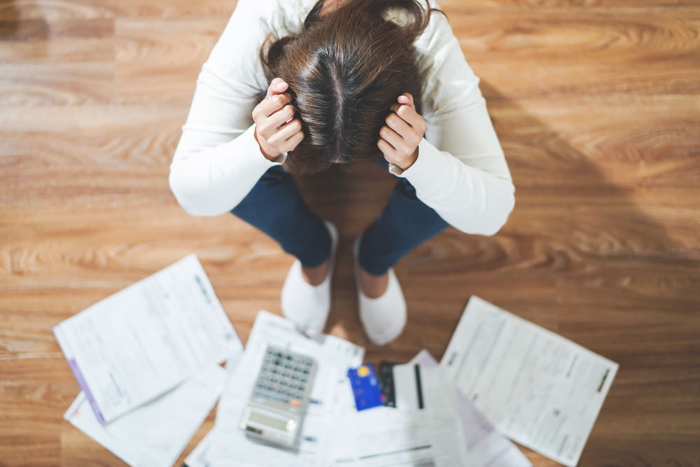 Woman With Financial Household Debt.