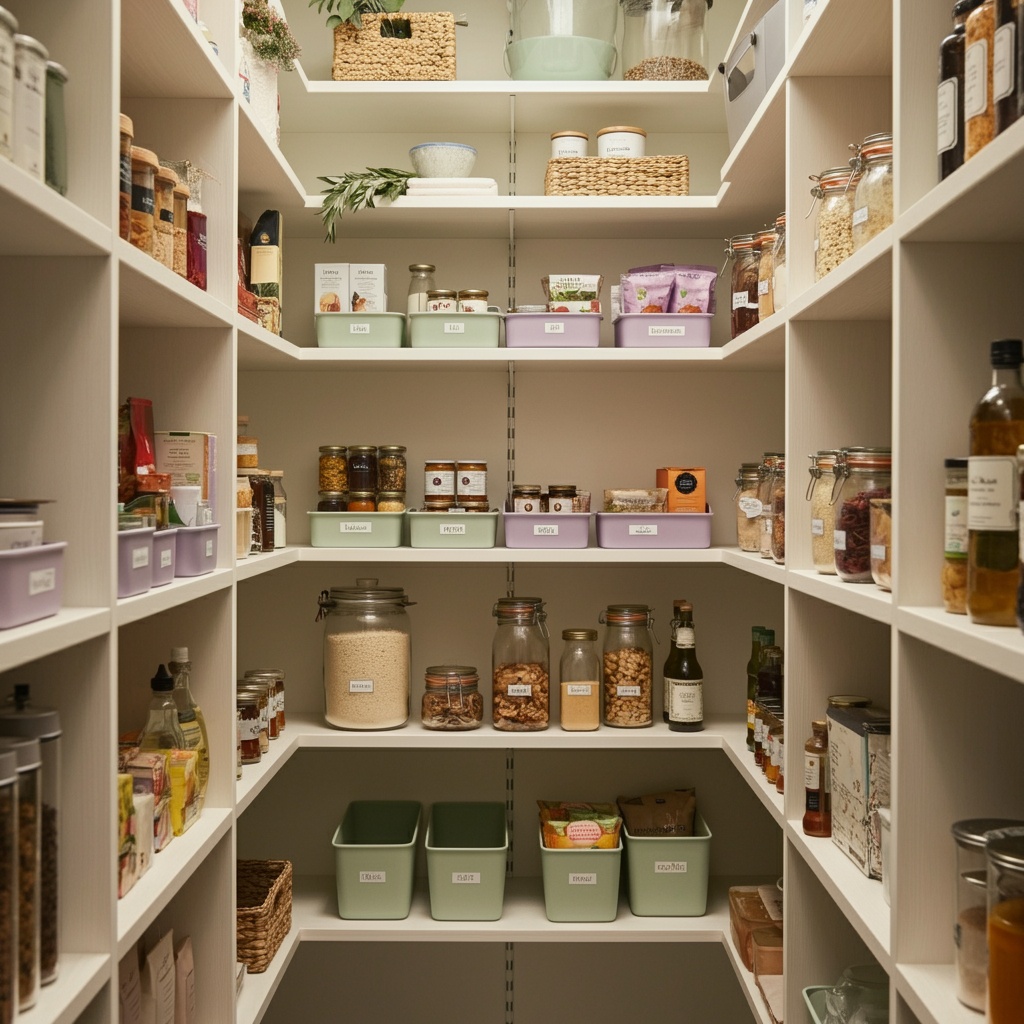 A full stocked and organized pantry.