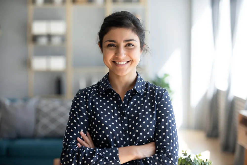 Smart confident woman smiling