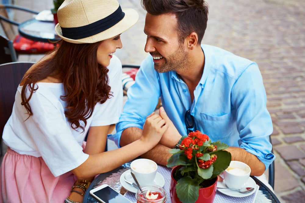 A beautiful young couple in love out on a date