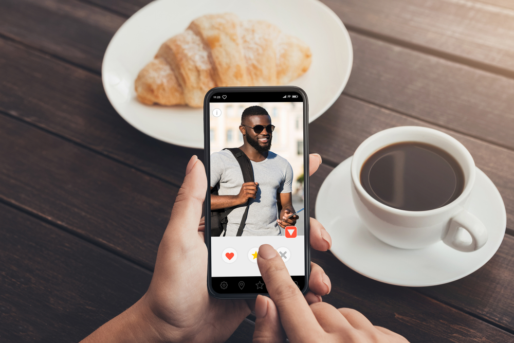 Man searching for online date.