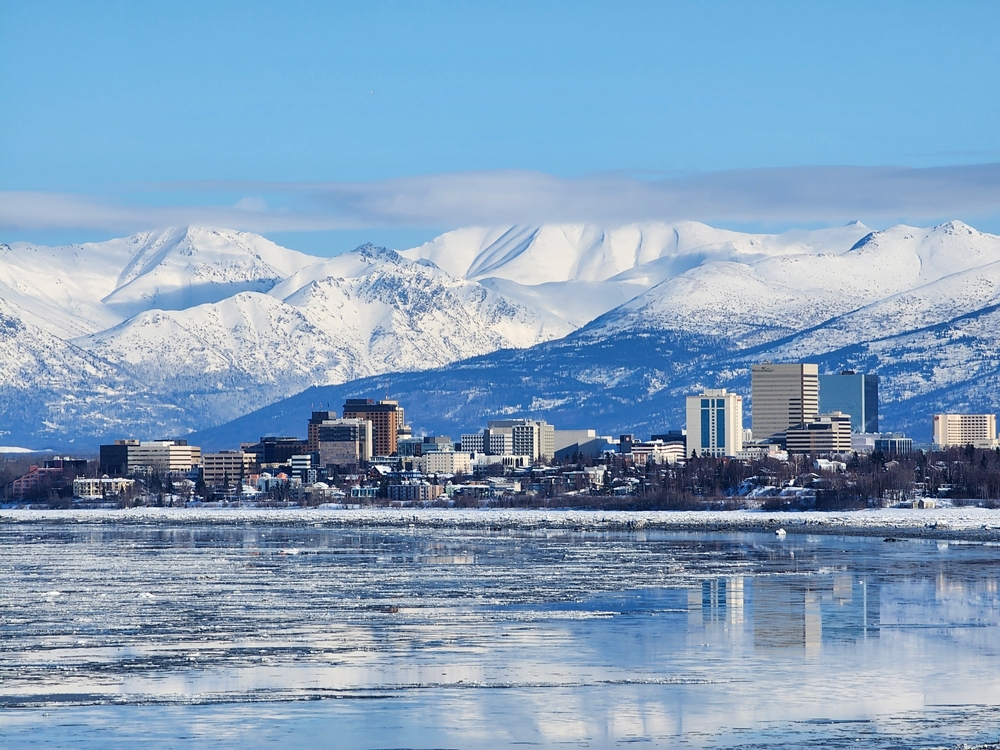 Anchorage, Alaska in the snow.