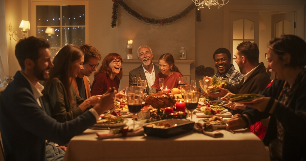 Extended family gathered at the holidays.
