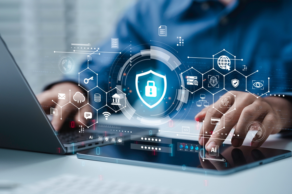 Cyber security on a computer. 