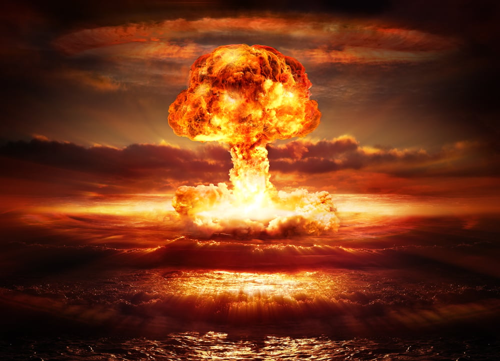 Explosion of a nuclear bomb.