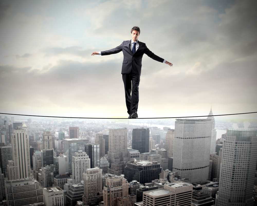 Businessman on a cityscape