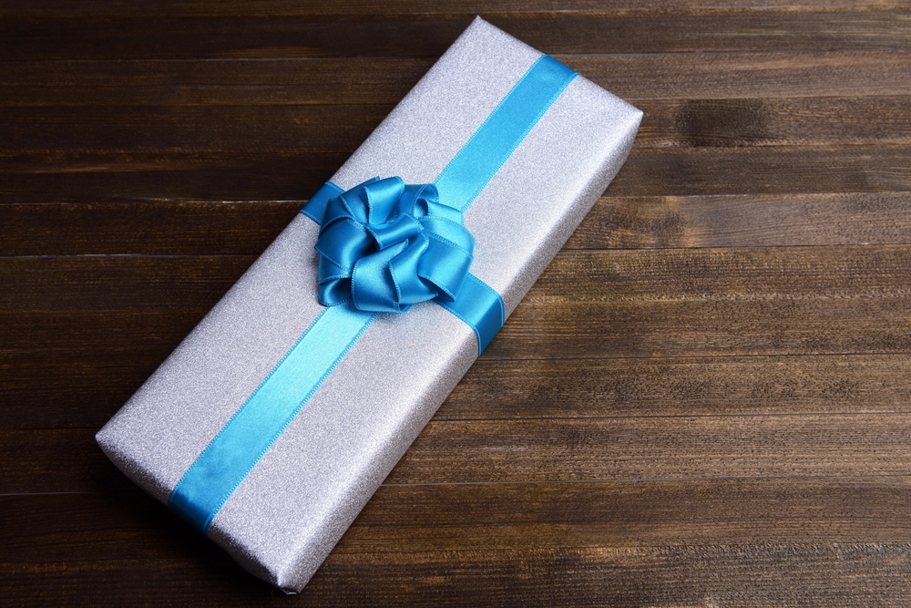 A wrapped gift box on the table