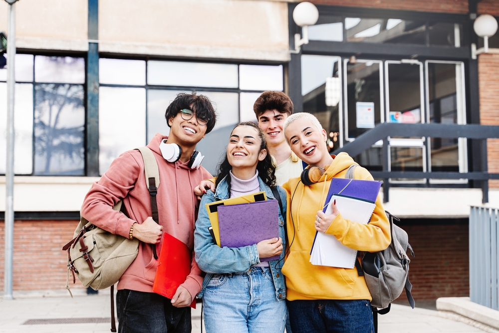 A group of young teenager friends still in school